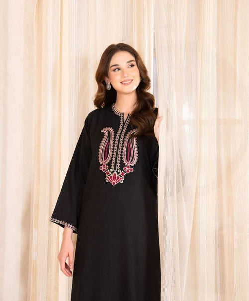 BLACK ROSE EMB Fancy Stitched Dress for Girls