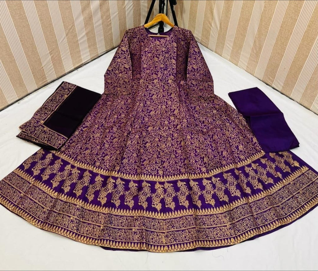 Fency Maxi Silk Printed 3 pieces stitched