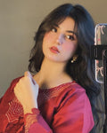 REDDISH MAHROON (FARSHI SHALWAR ) 3pc STITCHED FOR GIRLS