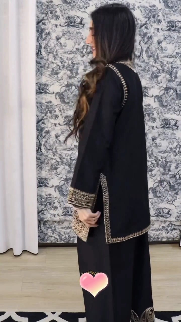 BLACK AURA CO-ORD SET STITCHED FOR GIRLS
