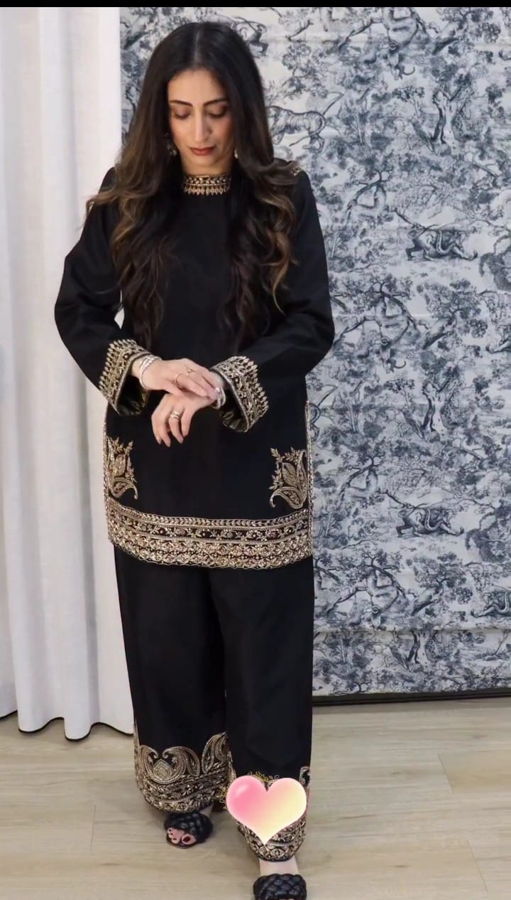 BLACK AURA CO-ORD SET STITCHED FOR GIRLS
