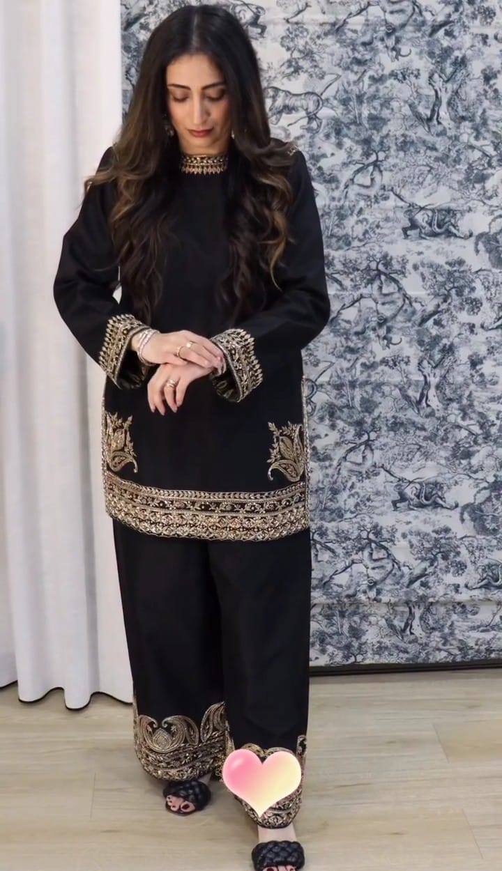 BLACK AURA CO-ORD SET STITCHED FOR GIRLS