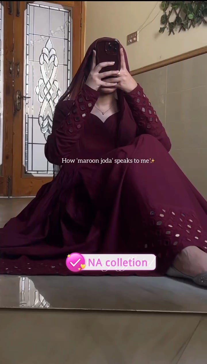 MAROON UMBRELLA 3PC STITCHED FOR GIRLS