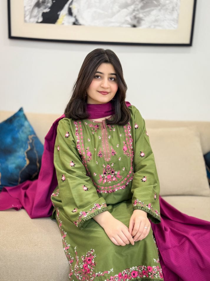 HAYA FULL EMBROIDED  SUIT STITCHED FOR GIRLS