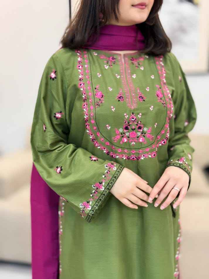 HAYA FULL EMBROIDED  SUIT STITCHED FOR GIRLS