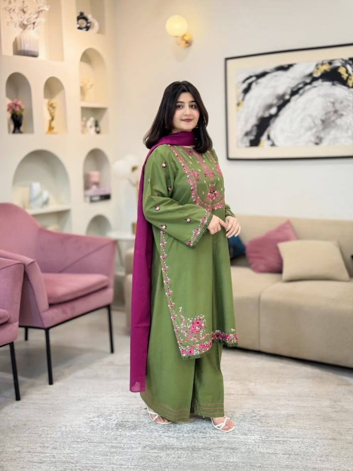 HAYA FULL EMBROIDED  SUIT STITCHED FOR GIRLS