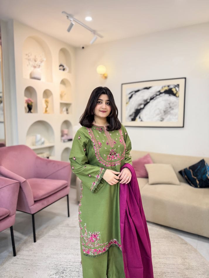 HAYA FULL EMBROIDED  SUIT STITCHED FOR GIRLS