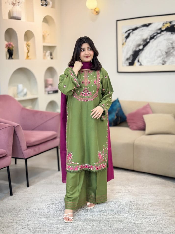 HAYA FULL EMBROIDED  SUIT STITCHED FOR GIRLS