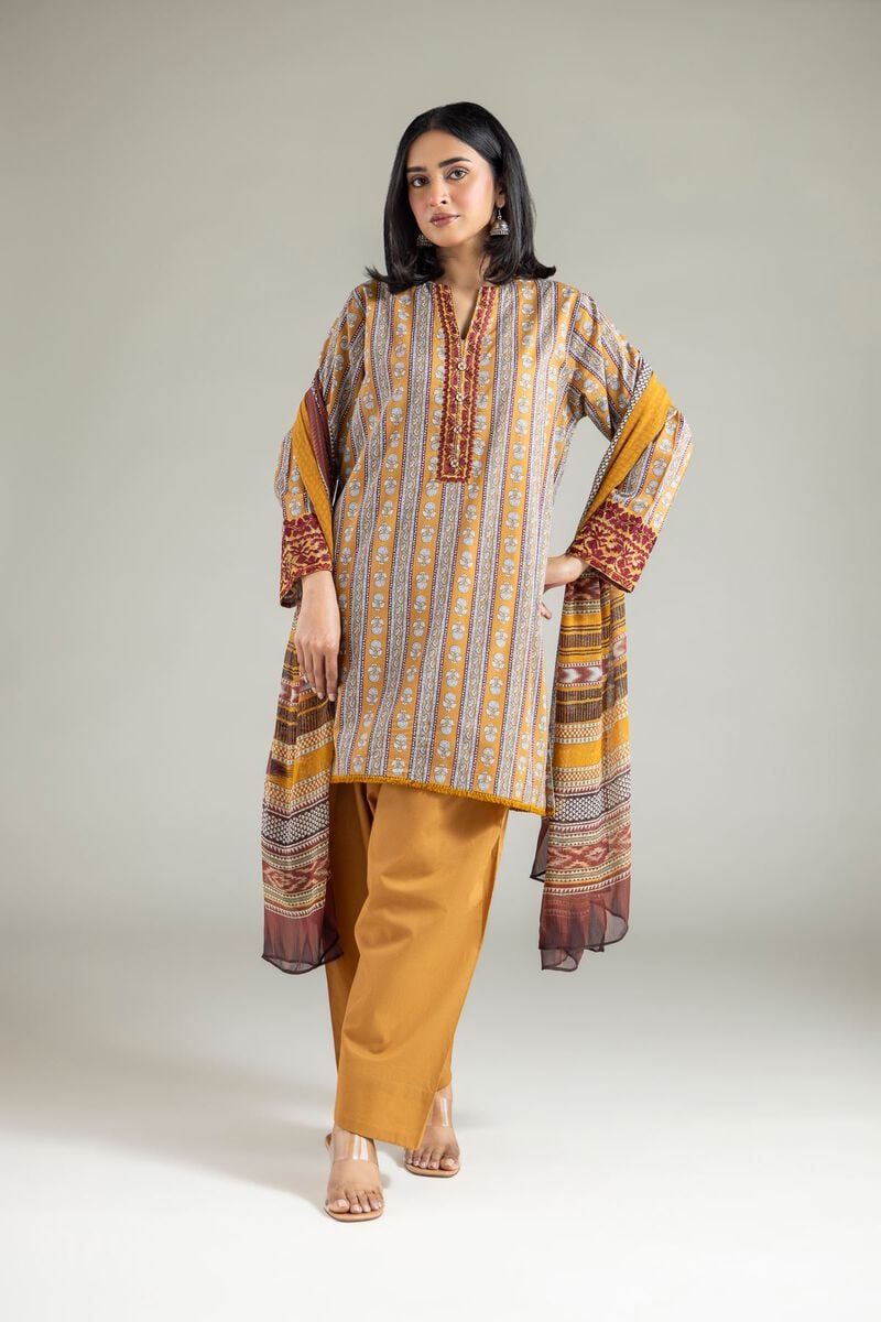 ETHNIC EMB 3PC SUITE STITCHED FOR GIRLS