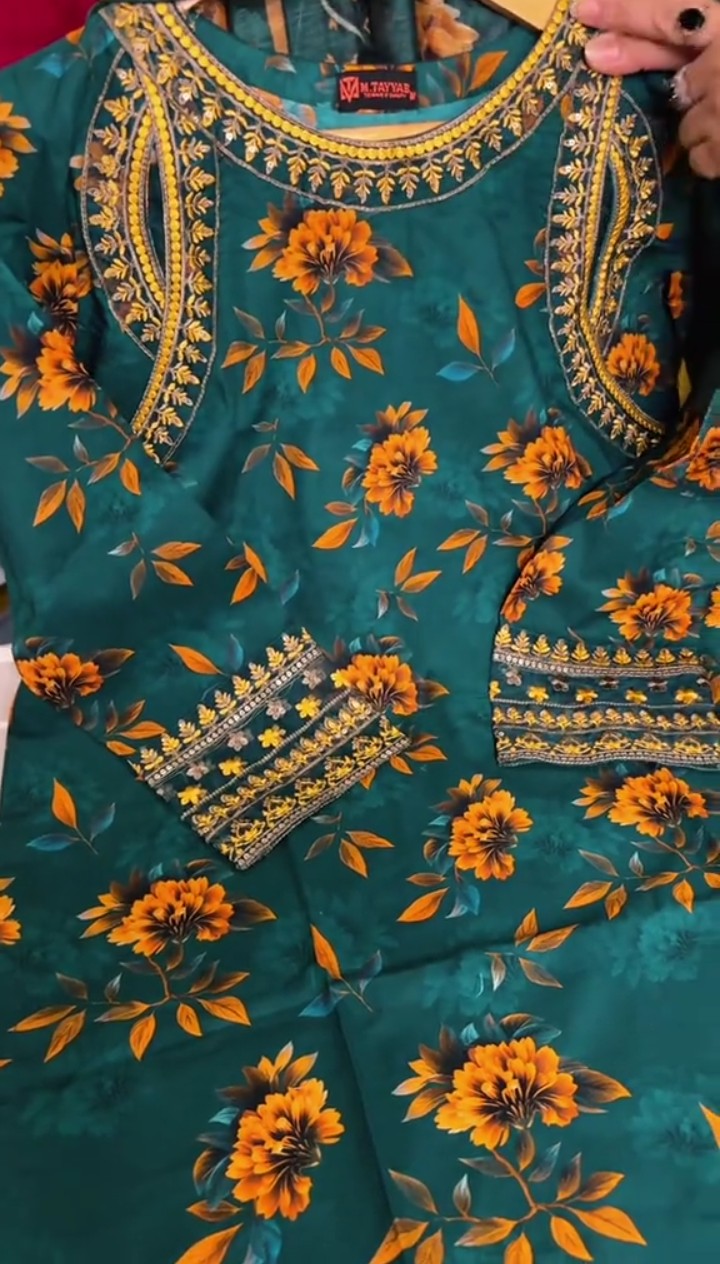 DIGITAL PRINT 3PC EMBRIODED SUIT STITCHED FOR GIRLS