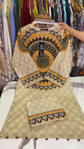 DILKASH PRINT WITH MIRROR WORK 3PC SUIT STITCHED FOR GIRLS