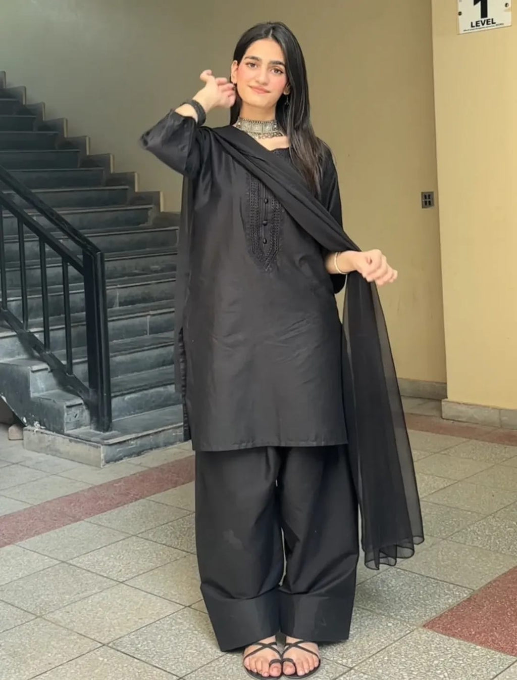 RAH EMBRIODED BLACK WITH FARSHI SHALWAR
